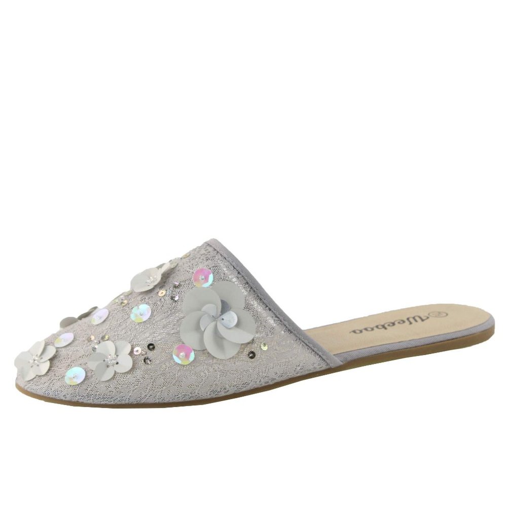 Weeboo Studded Low Heel Dress Flat Mules Shoes